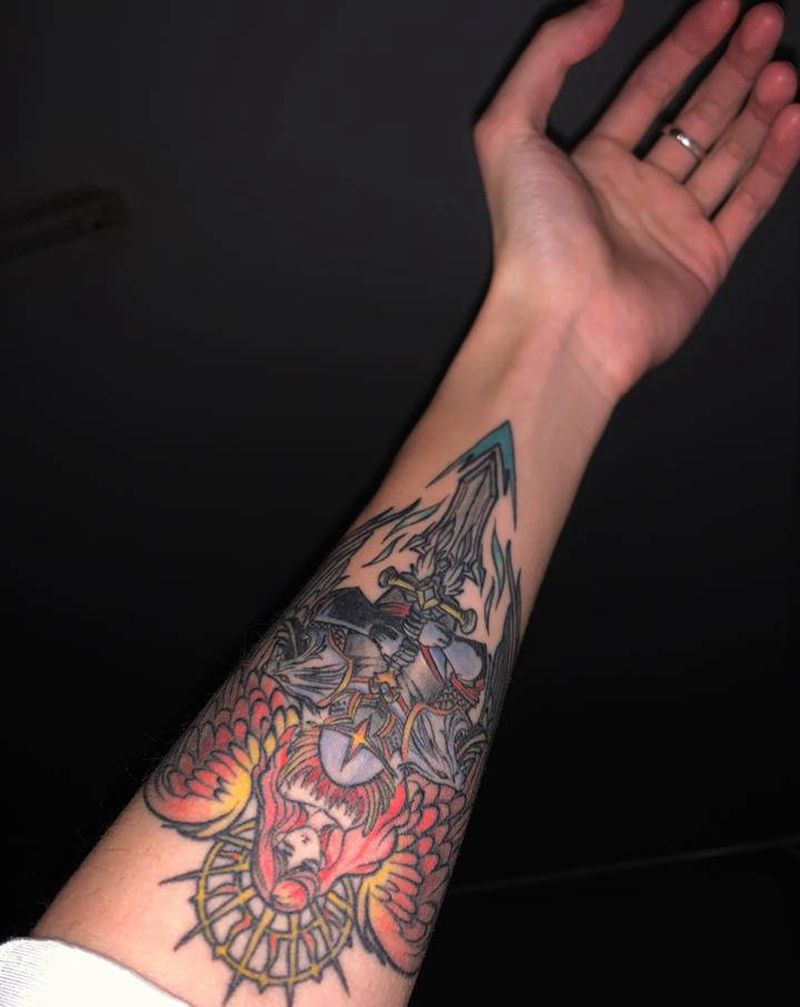 恢复后 买家秀纹身图片_手臂New School纹身图案