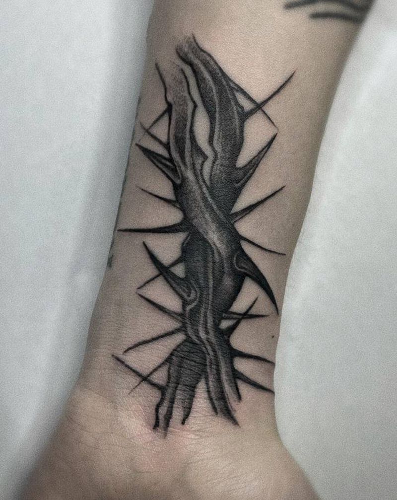 荆棘纹身图片_手臂点刺纹身图案