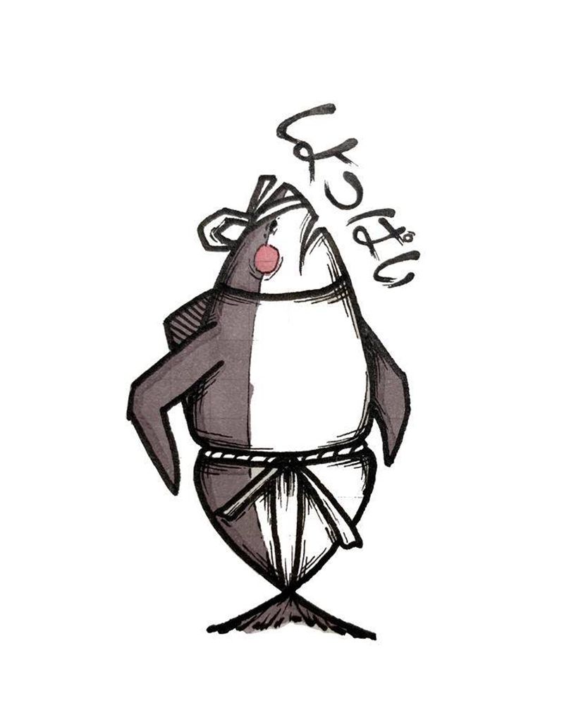 原创手稿纹身图片_New School水彩鱼咸鱼纹身图案