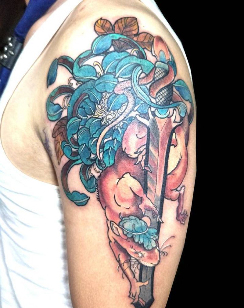 生肖鼠纹身图片_手臂New School老鼠纹身图案