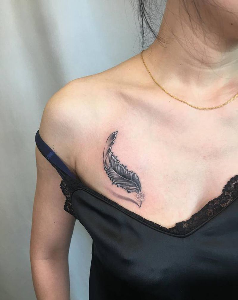 覆盖疤痕纹身图片_胸部纹身图案