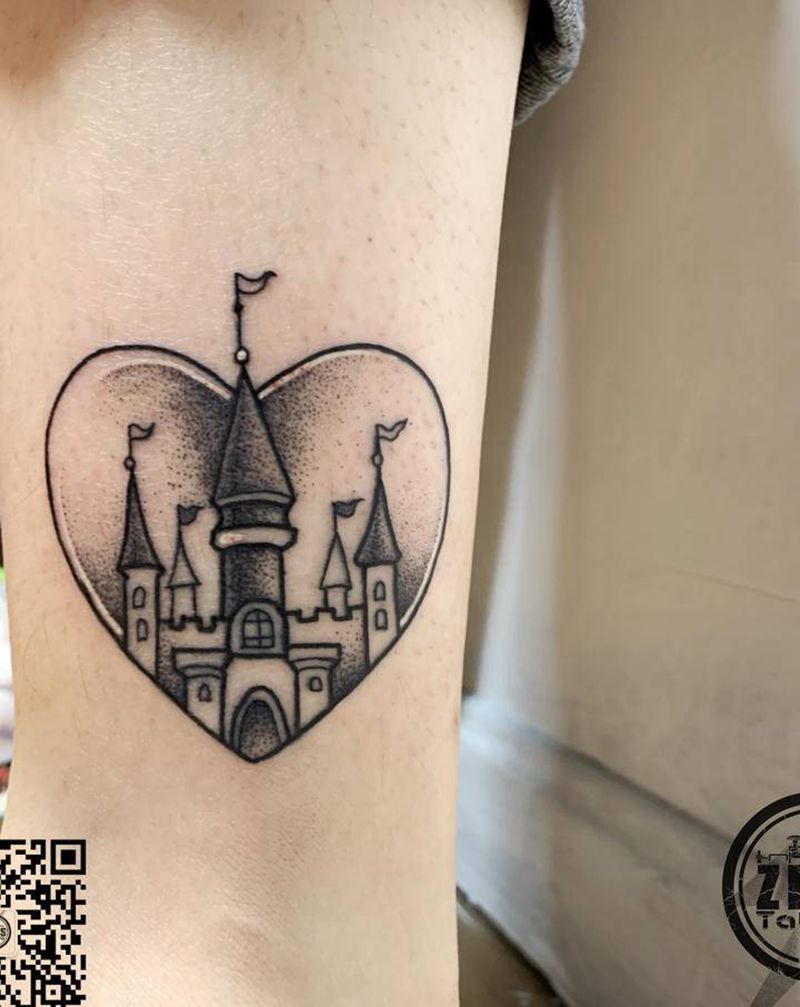 迪士尼城堡纹身图片_点刺纹身图案