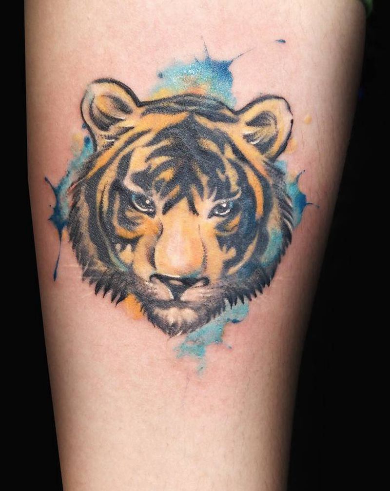 小老虎纹身图片_手臂New School修改老虎纹身图案