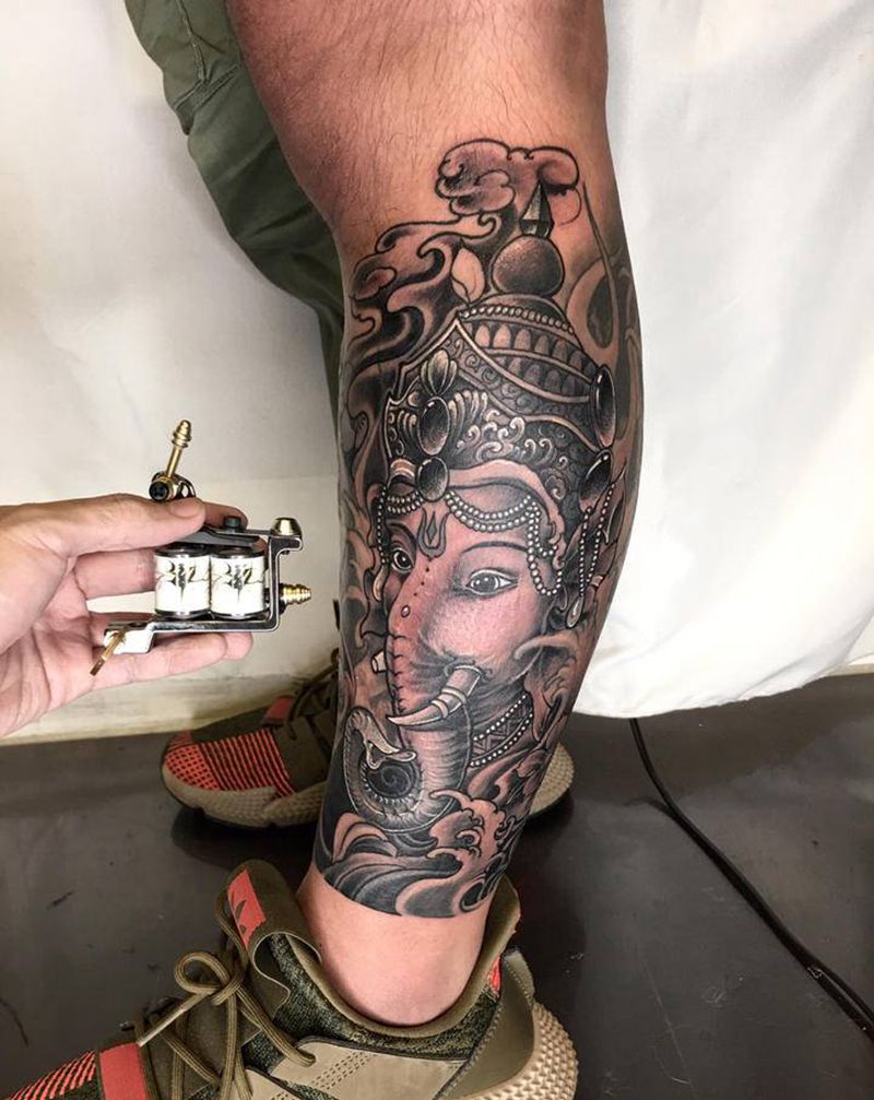 修改旧纹身（局部）纹身图片_腿部新传统纹身图案