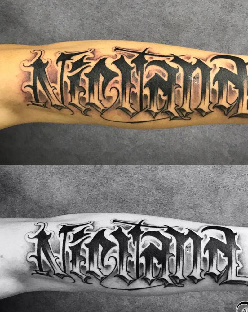 客人自带图纹身图片_手部手臂花体字纹身图案