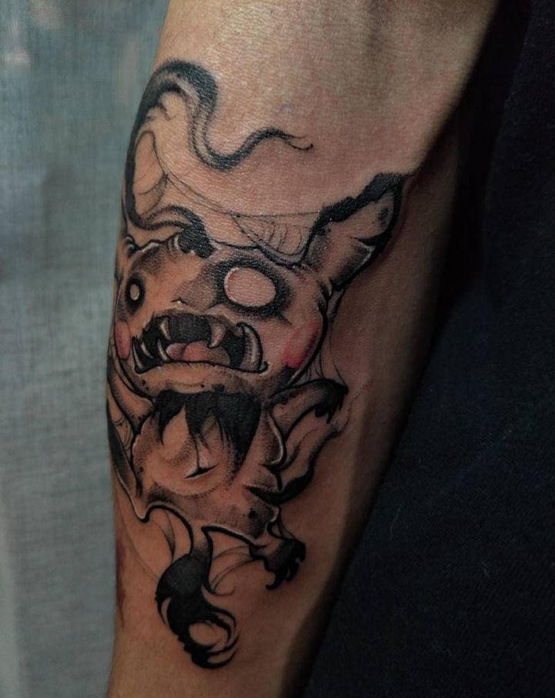 皮卡丘纹身图片_手臂水墨暗黑纹身图案