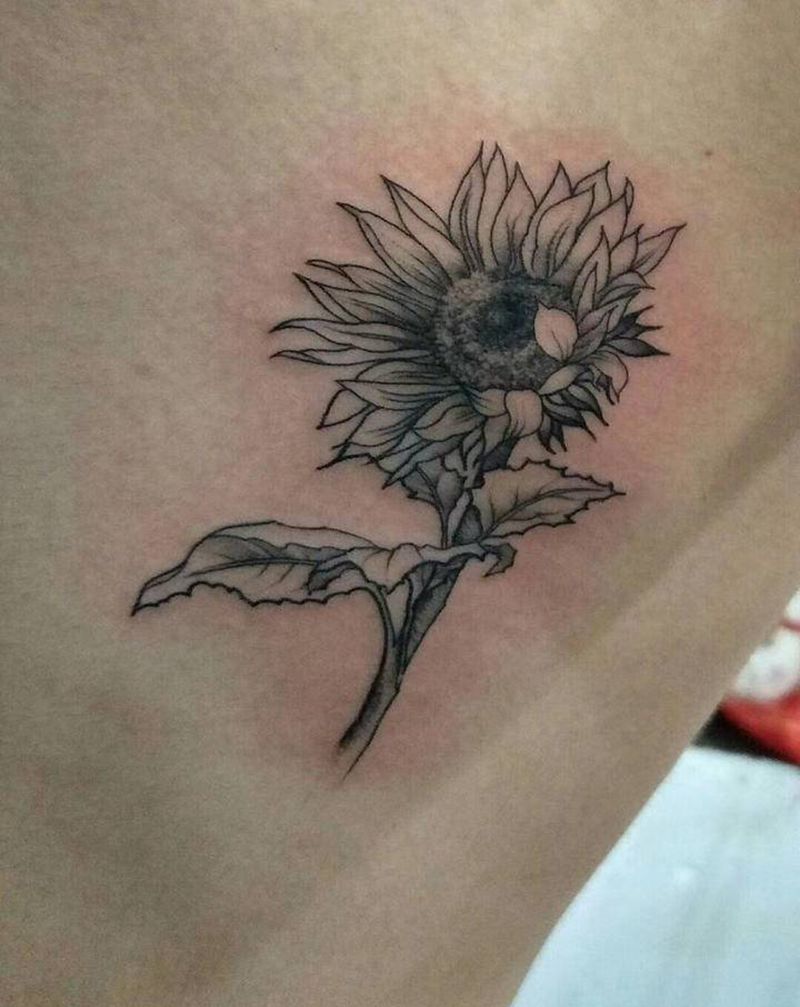 向阳花纹身图片_腹部腰部点刺纹身图案