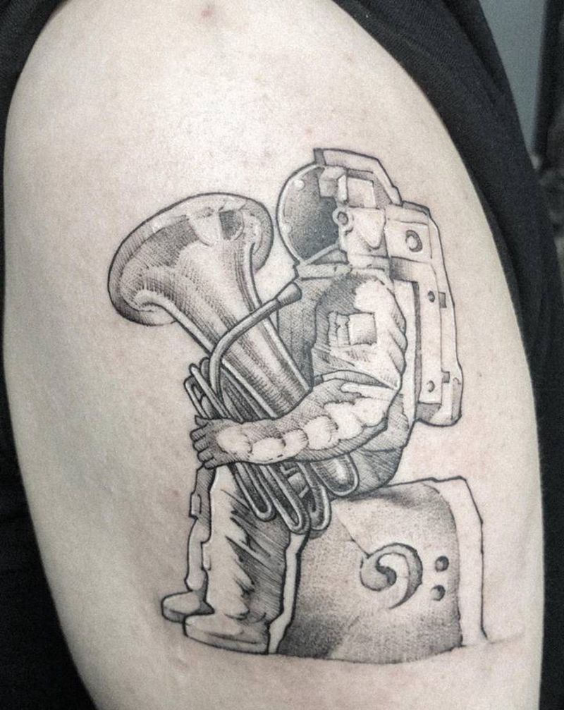 宇航员纹身图片_欧美写实纹身图案