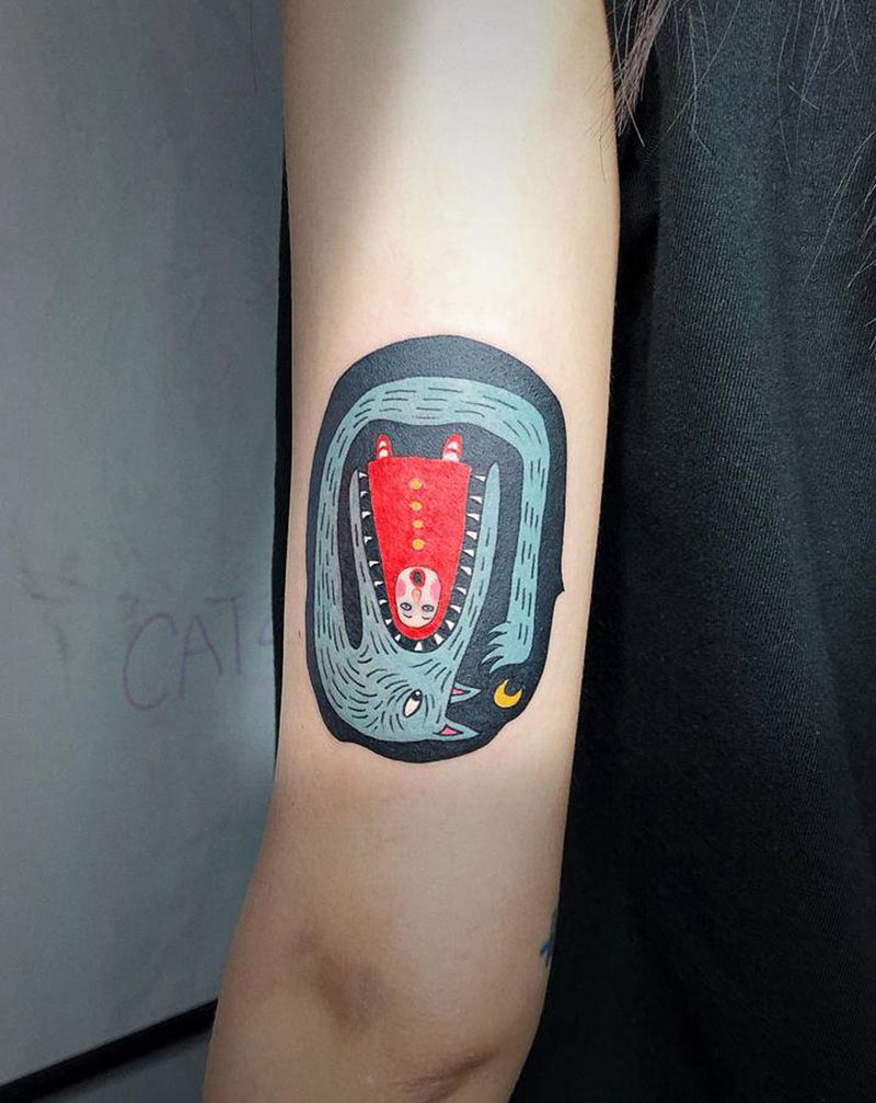 黑色童话纹身图片_手臂纹身图案