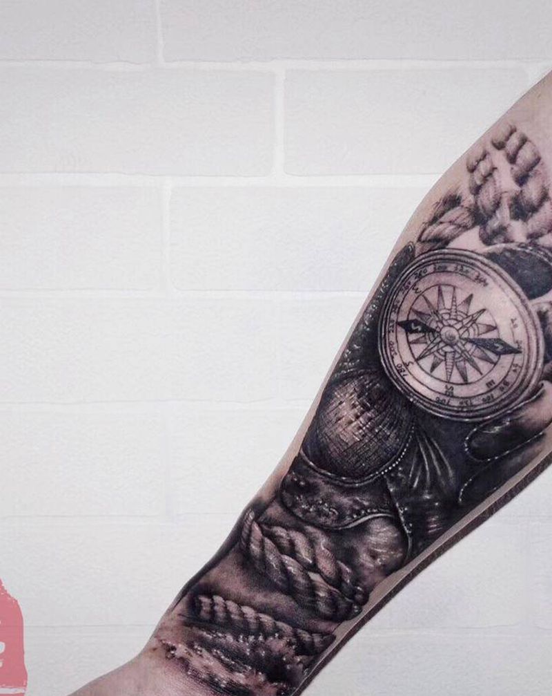 大航海纹身图片_手臂欧美写实长沙深圳广州纹身图案