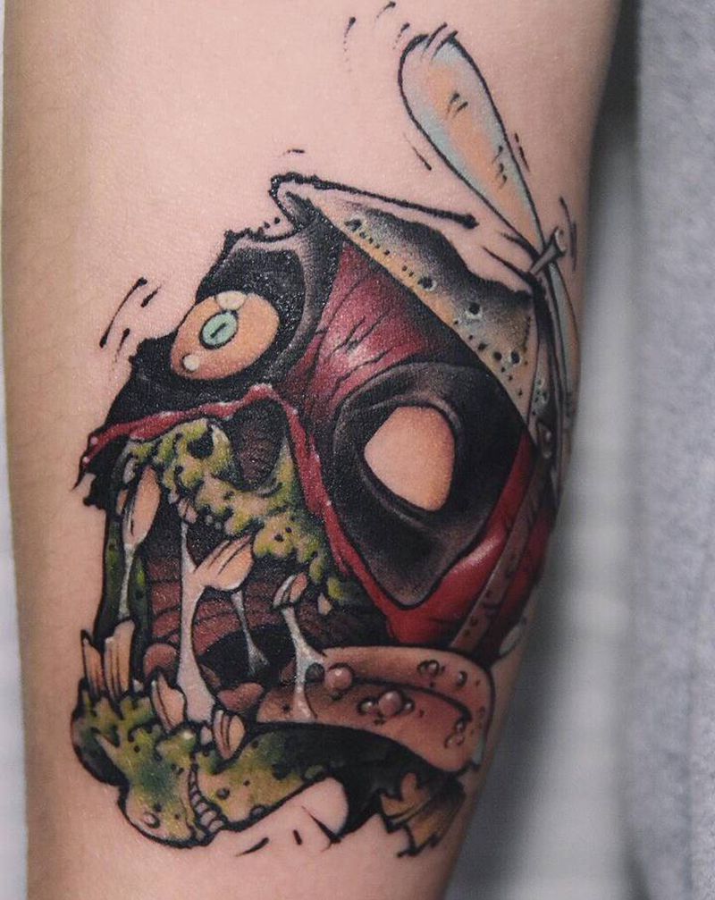 僵尸死侍纹身图片_手臂New School长沙广州深圳纹身图案