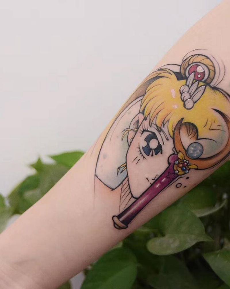 代表月亮消灭你纹身图片_手臂New School长沙广州深圳纹身图案