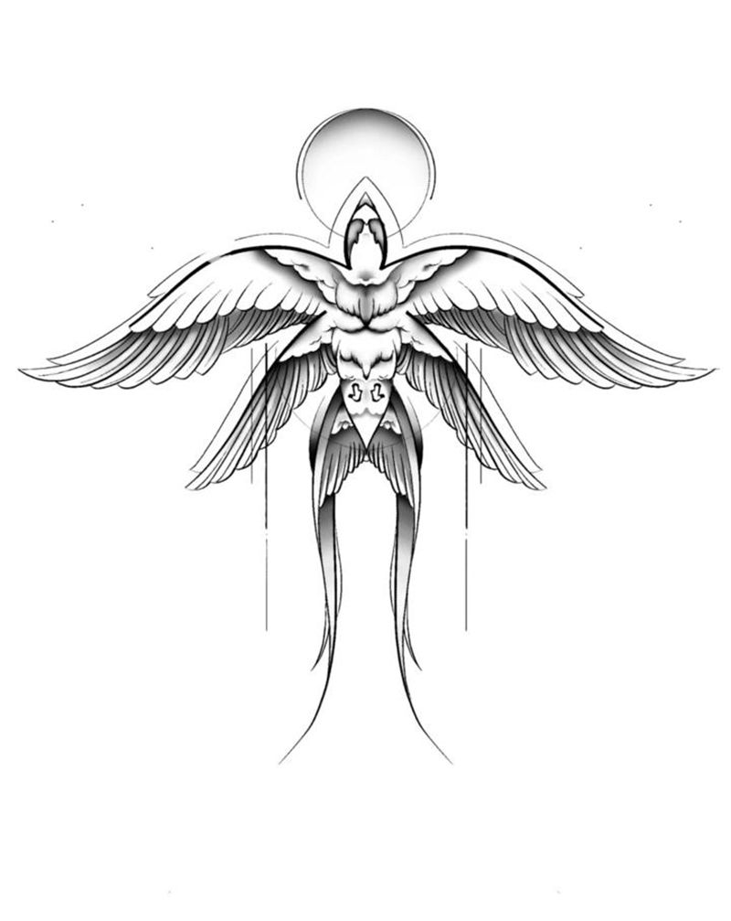 以爱之名纹身图片_背部点刺几何长沙广州深圳纹身图案