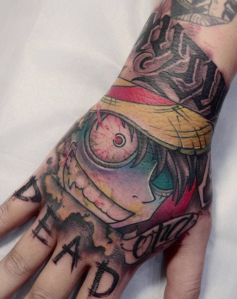 海贼王纹身图片_手部New School花体字长沙深圳广州纹身图案