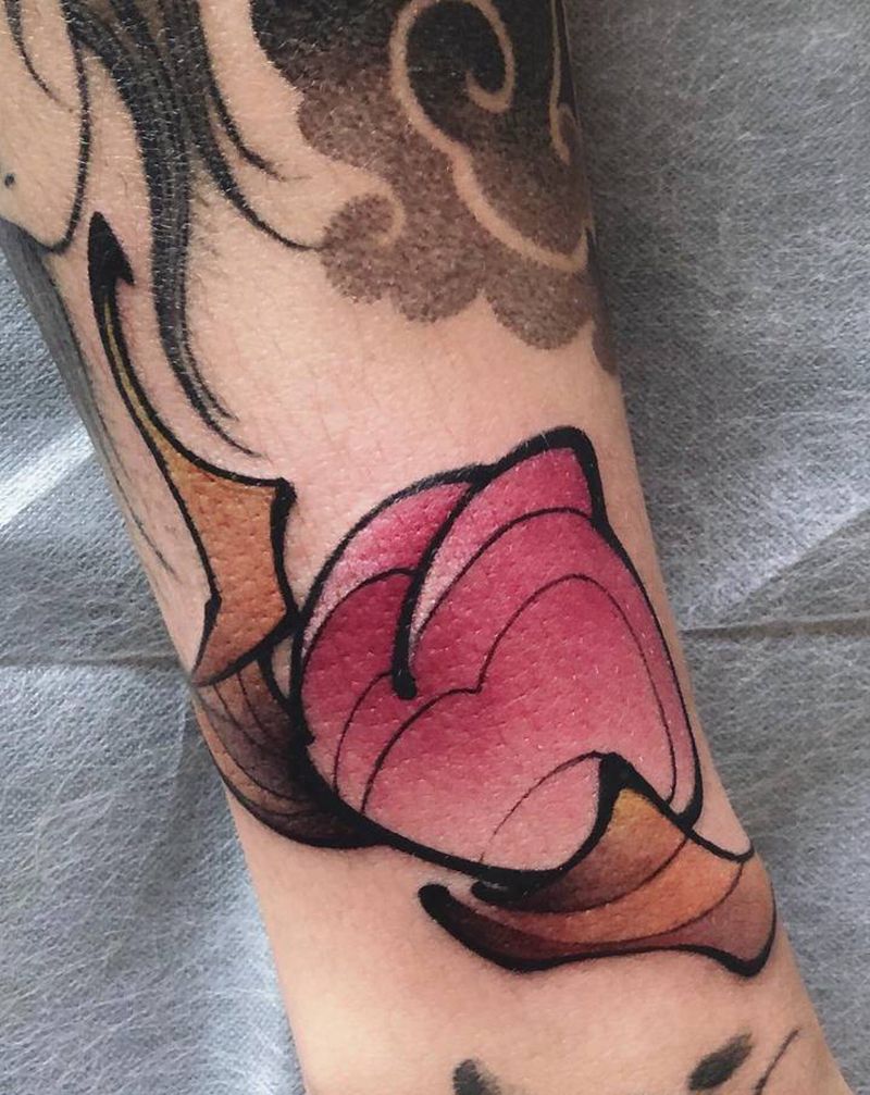 桃叶尖上尖～纹身图片_手臂New School长沙纹身图案