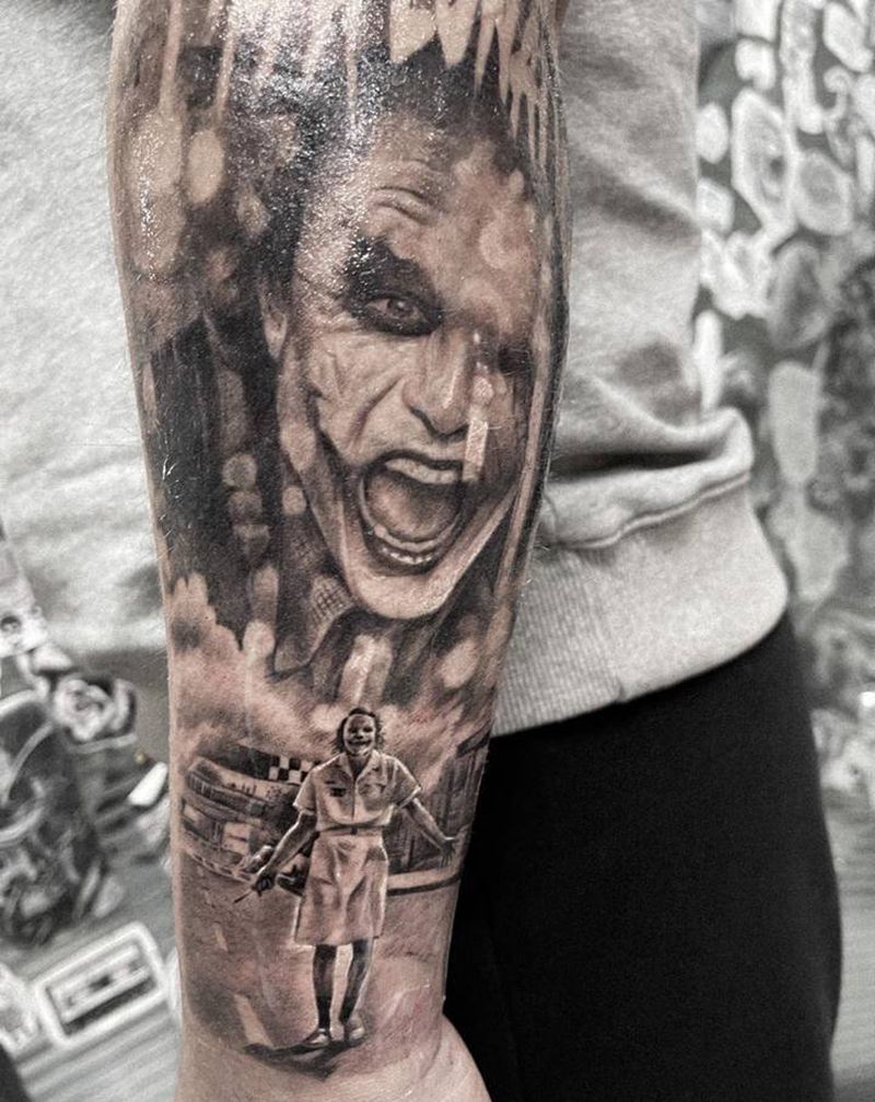 Joker纹身图片_手臂欧美写实纹身图案