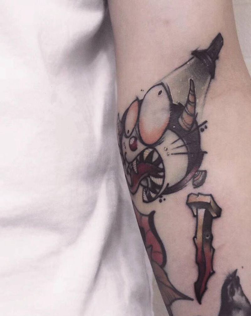 我是叮当猫纹身图片_手臂New School纹身图案