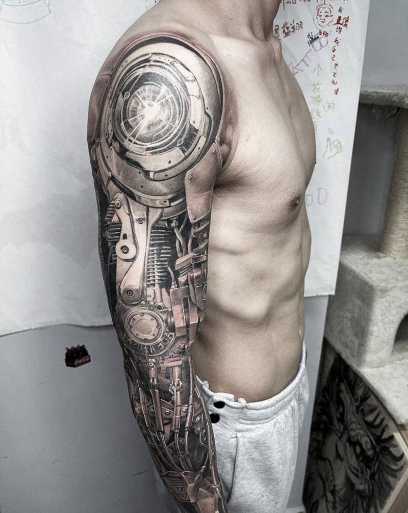 机械臂纹身图片_手臂手部欧美写实纹身图案