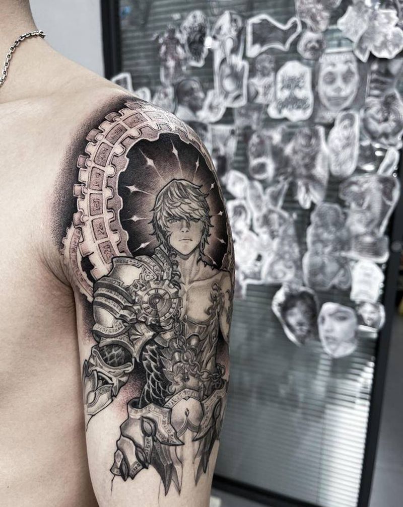 地下城与勇士纹身图片_手臂卡通纹身图案