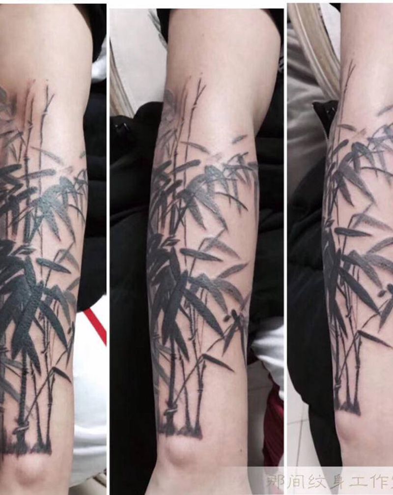 竹纹身图片_水墨纹身图案