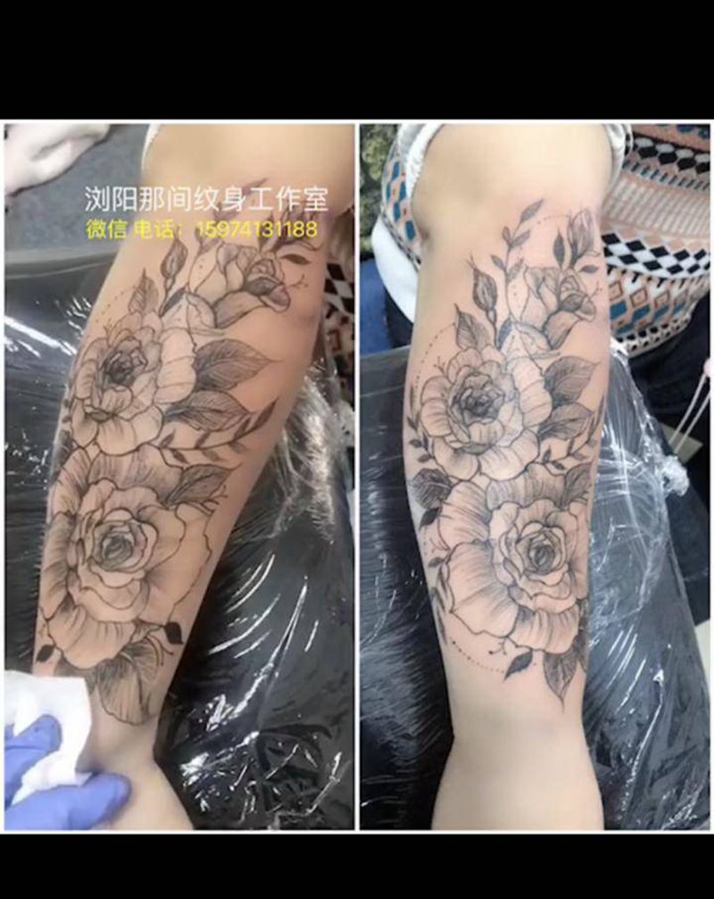 素花纹身图片_手臂纹身图案