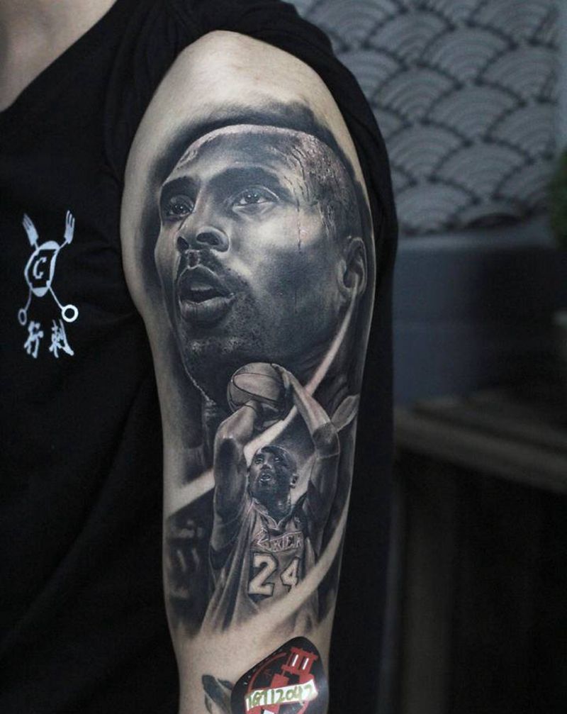 科比纹身图片_手臂欧美写实纹身图案