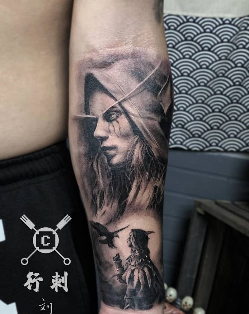 魔兽世界纹身图片_手臂欧美写实纹身图案