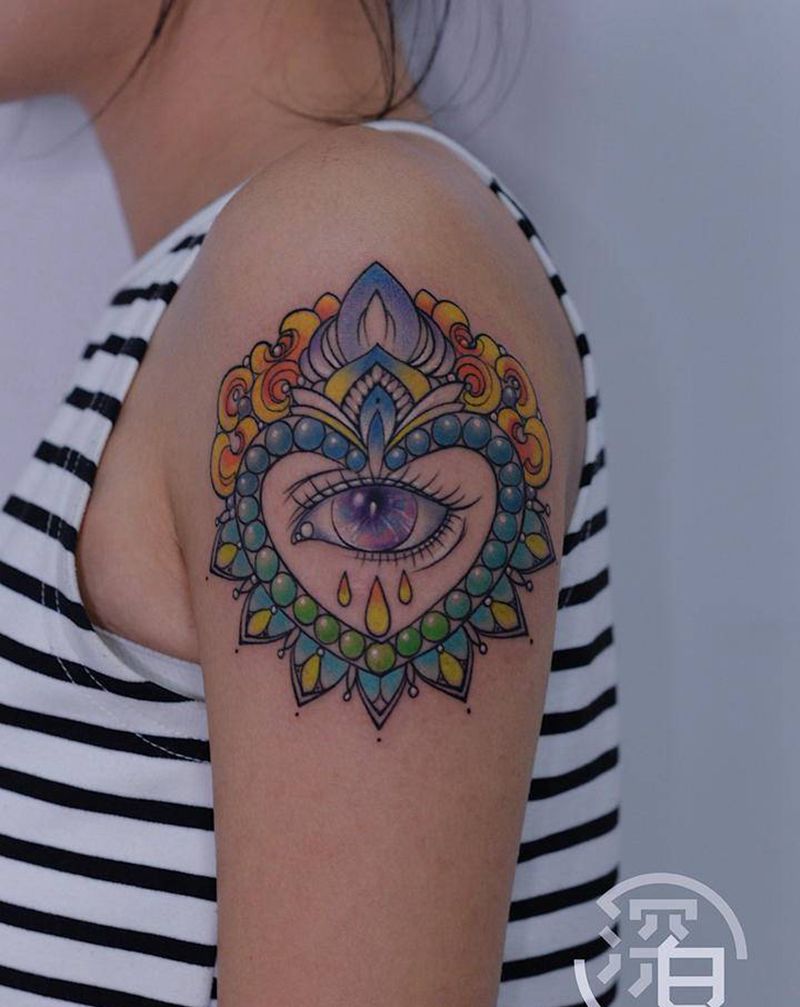 new school眼睛纹身图片_手臂手部New School眼睛纹身图案