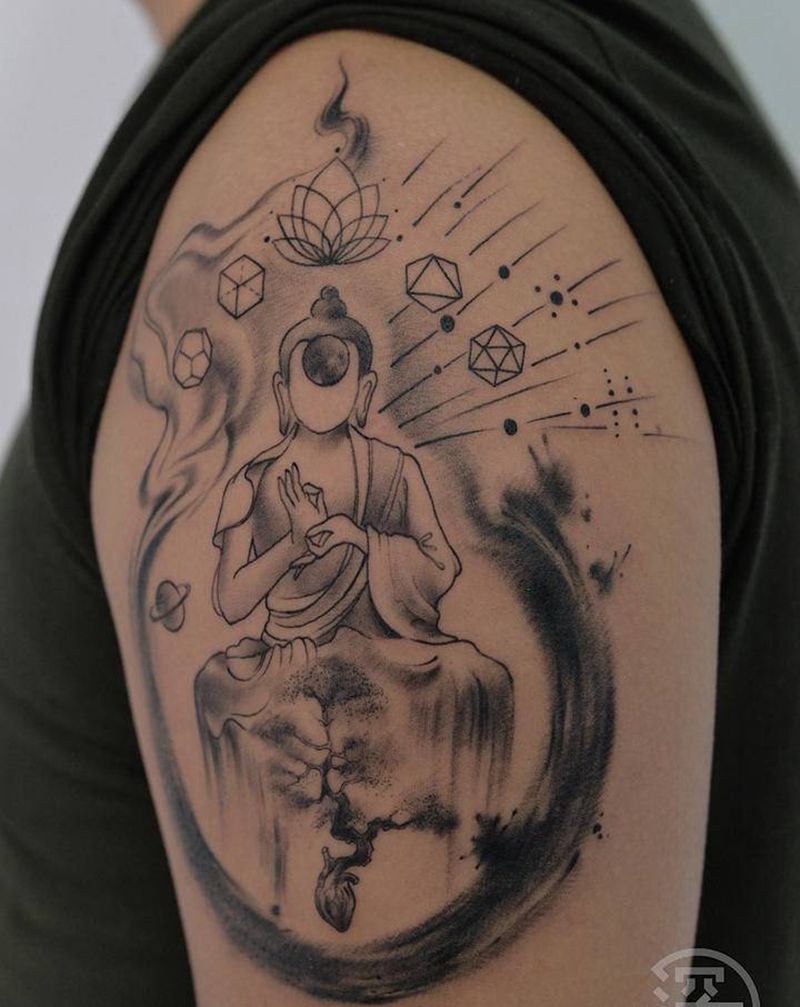 轮回纹身图片_手臂手部几何佛纹身图案