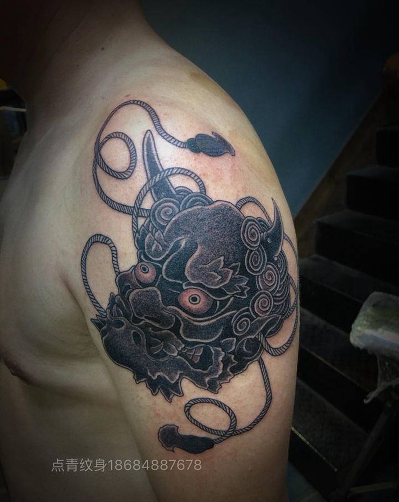 脑壳纹身图片_手臂老传统纹身图案