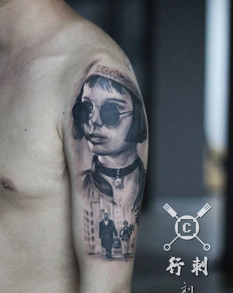 杀手不太冷纹身图片_手臂欧美写实纹身图案