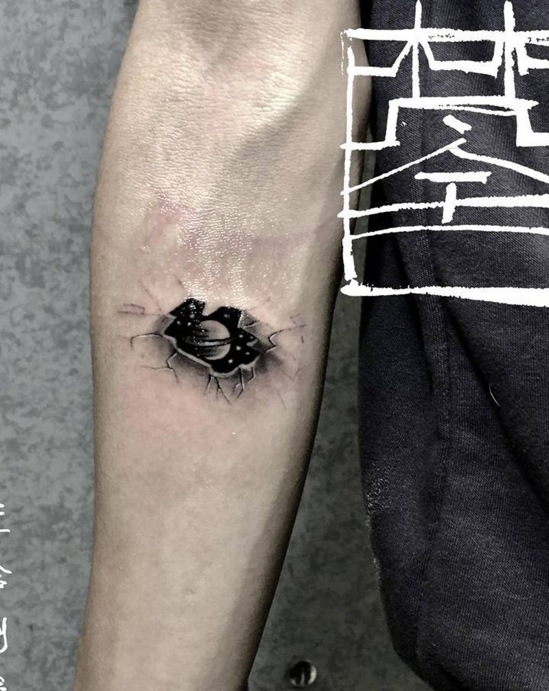 星空纹身图片_手臂Old School欧美写实纹身图案