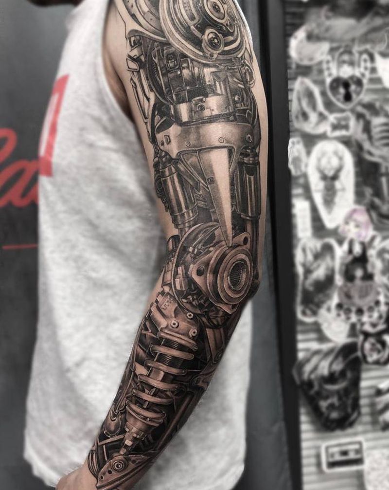 机械纹身图片_手臂欧美写实纹身图案
