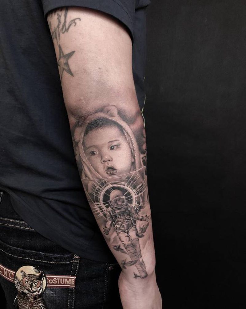 小臂纹身图片_手臂欧美写实纹身图案