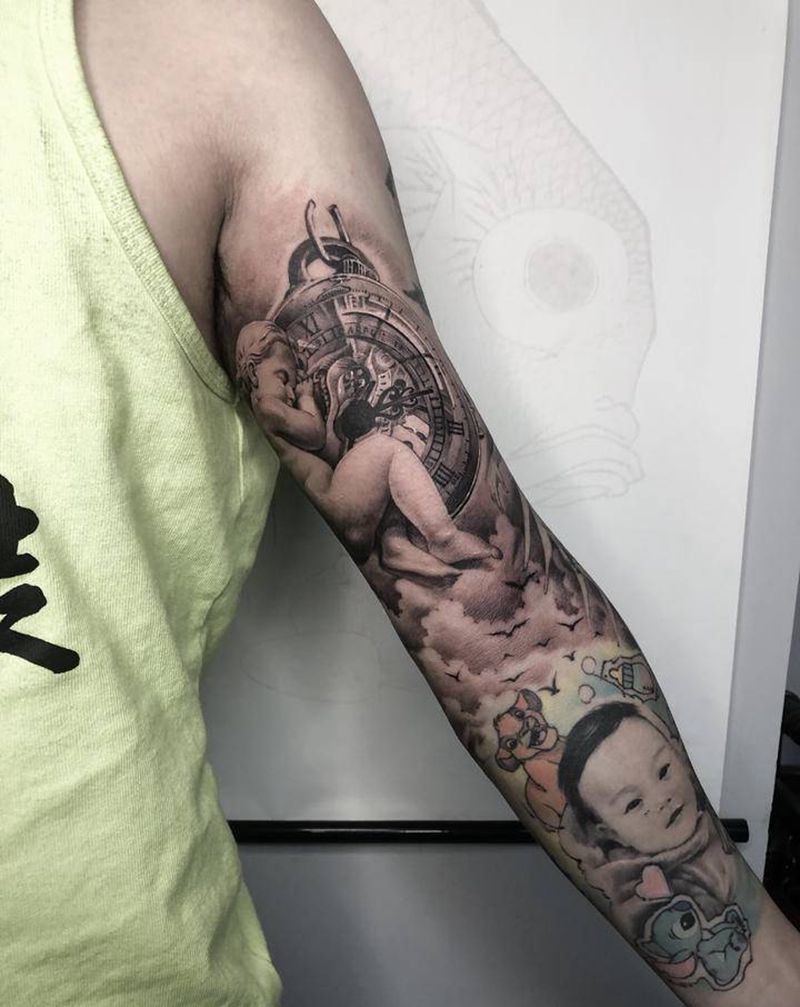 时间纹身图片_欧美写实纹身图案