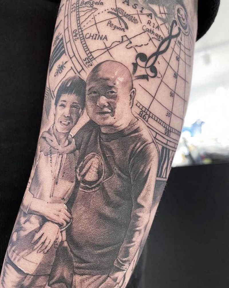 父母纹身图片_欧美写实纹身图案