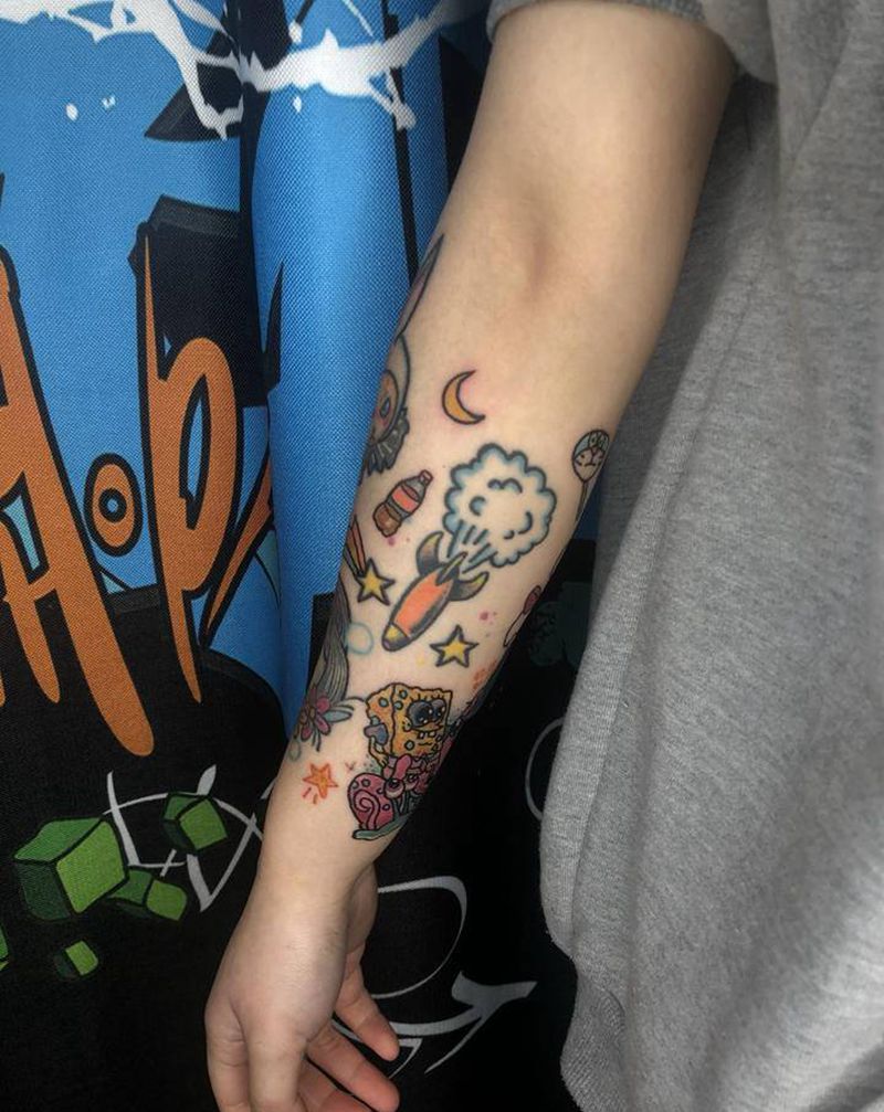 拼接纹身图片_手臂纹身图案