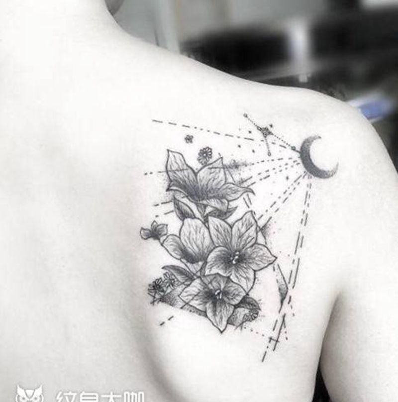 墨花纹身图片_点刺纹身图案