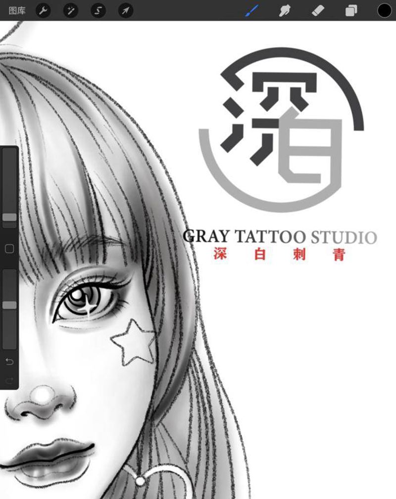 女朋友肖像纹身稿纹身图片_手臂手部New School美女纹身图案