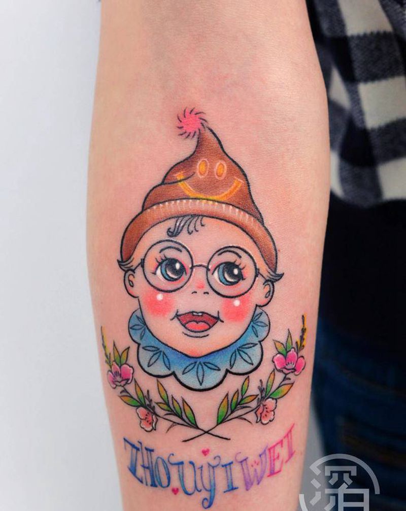 小宝宝肖像纹身纹身图片_手部手臂New School宝宝纹身图案