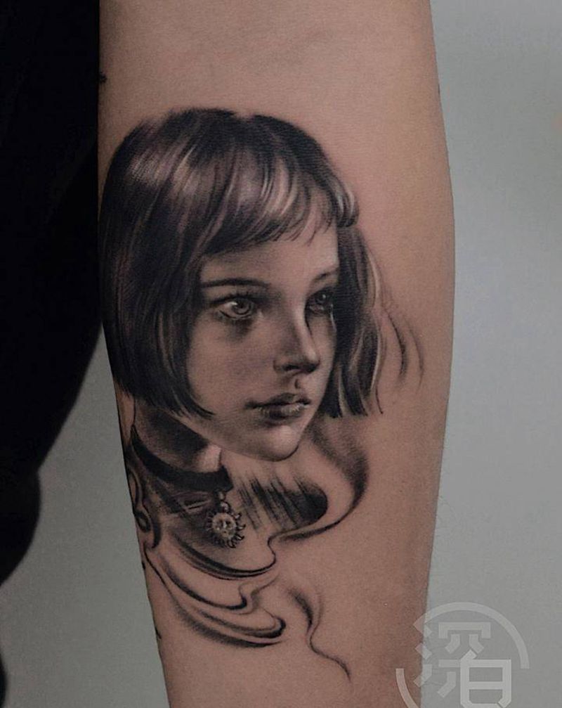 欧美肖像纹身纹身图片_手部手臂欧美写实美女纹身图案