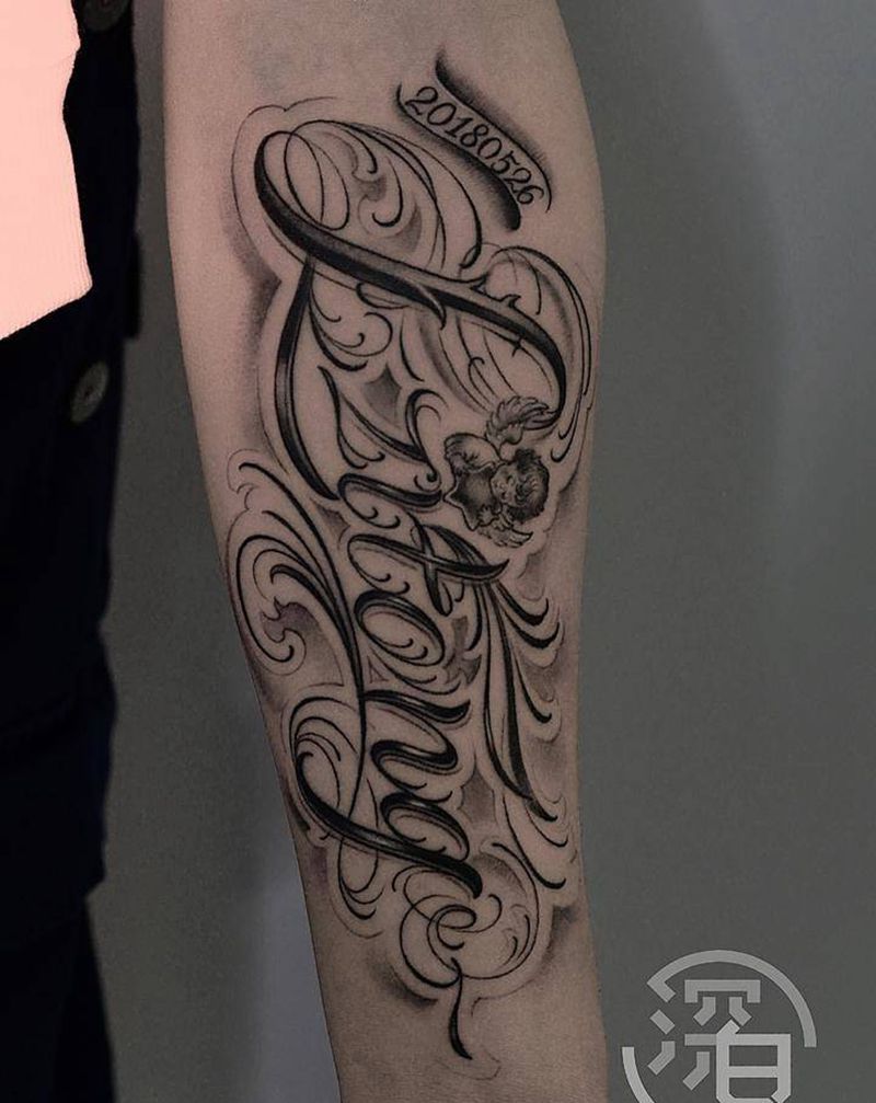 花体字纹身纹身图片_手部手臂花体字花体字纹身图案