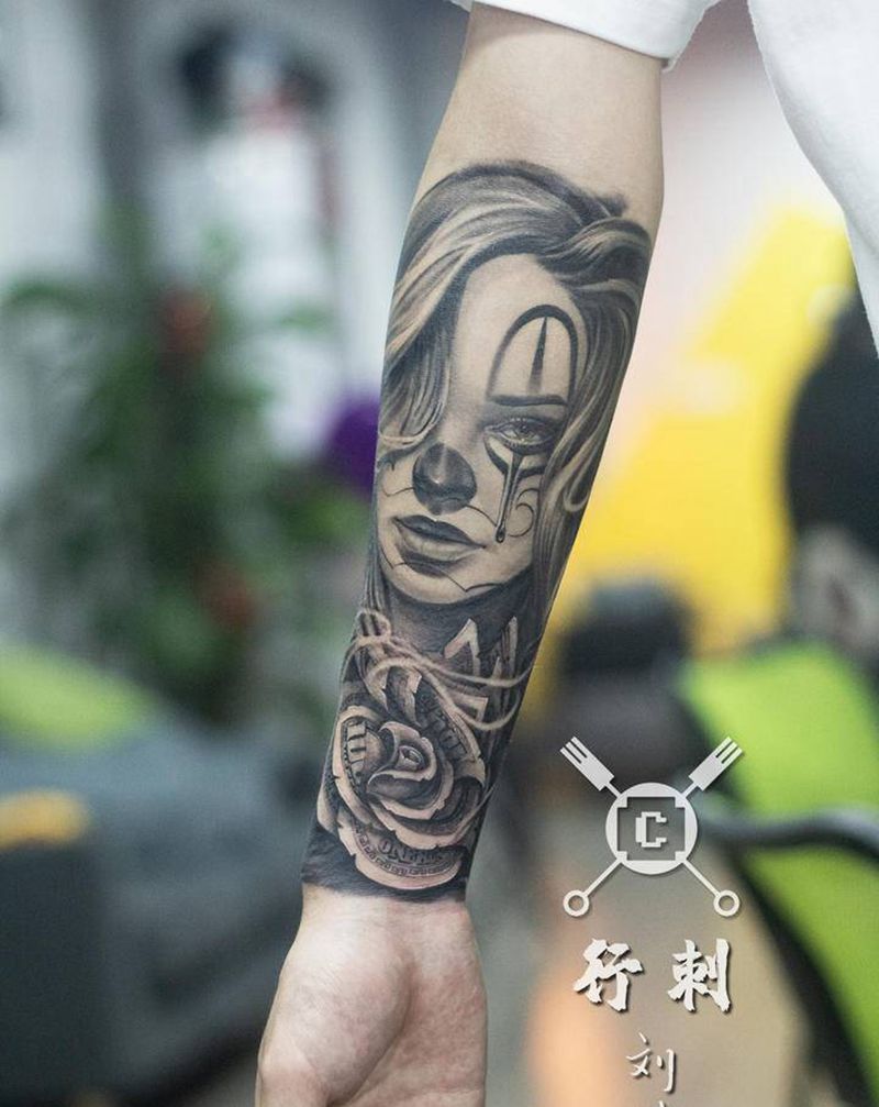 奇卡诺纹身图片_手臂欧美写实纹身图案