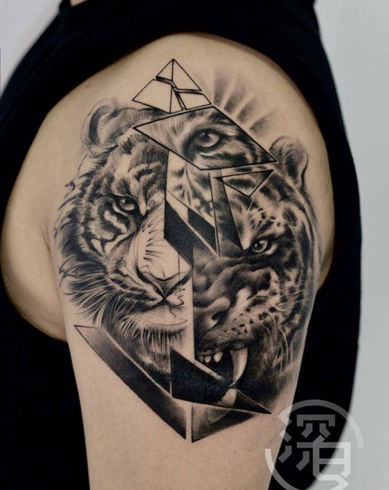 老虎纹身图片_手部手臂欧美写实老虎纹身图案