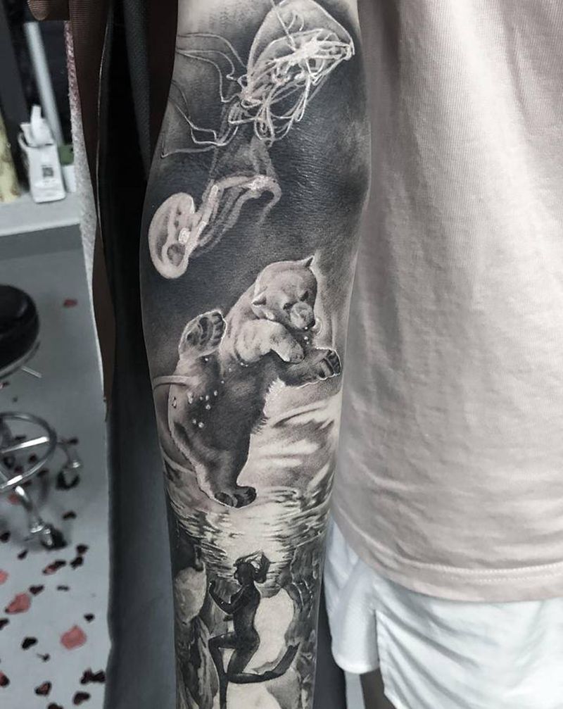 水底世界纹身图片_欧美写实纹身图案