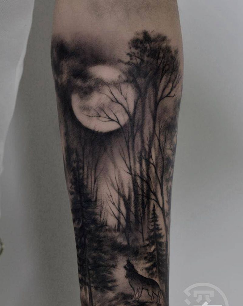 暗黑整臂局部纹身图片_手部手臂欧美写实纹身图案