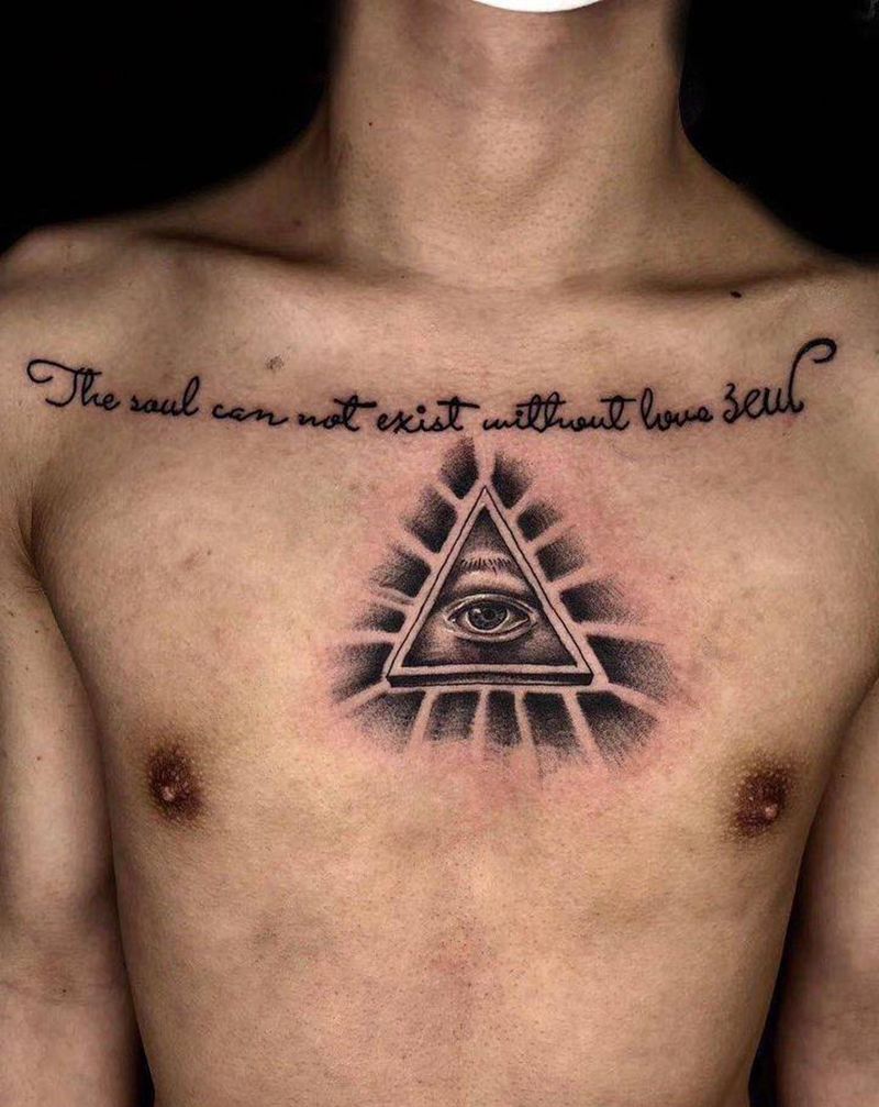 上帝之眼纹身图片_胸部纹身图案