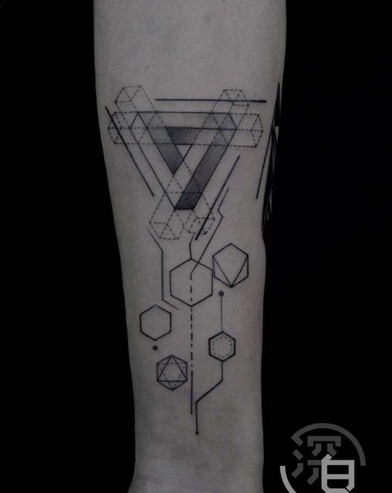 抽象几何纹身图片_手部手臂几何几何纹身图案