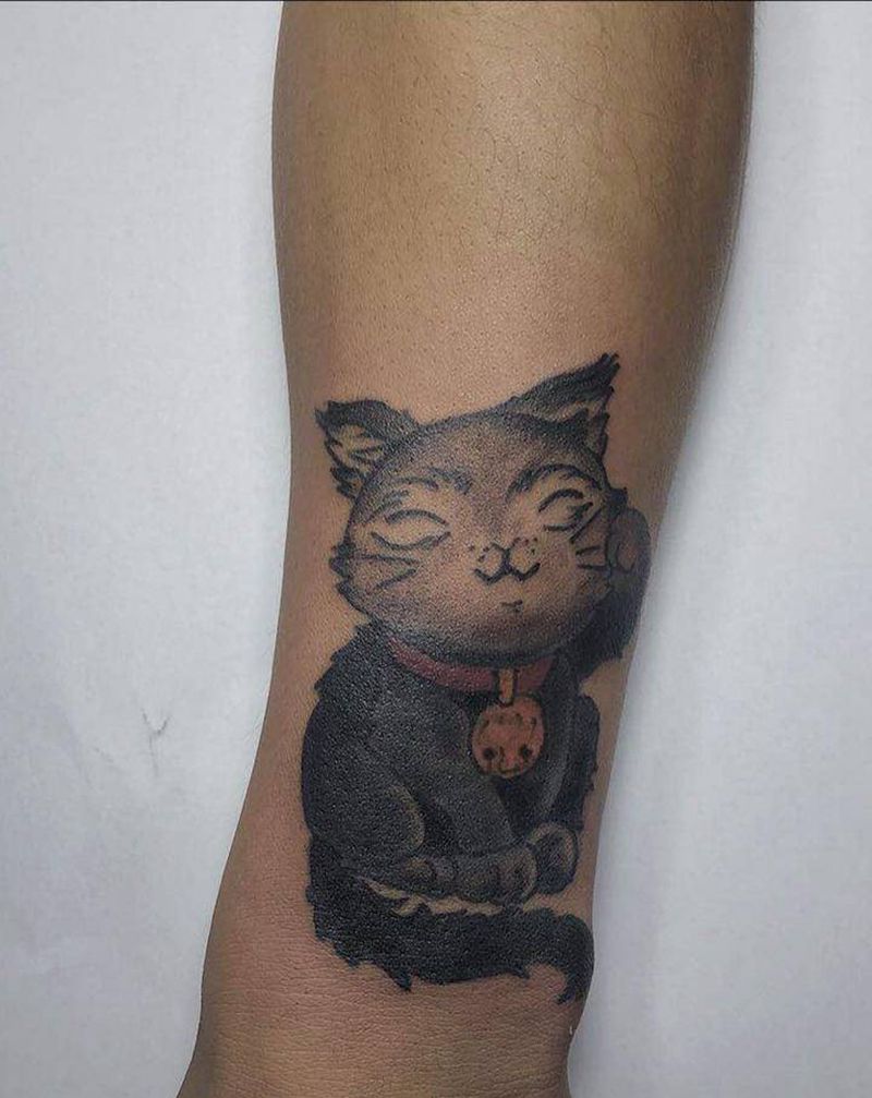 遮盖  猫咪纹身图片_Old School纹身图案