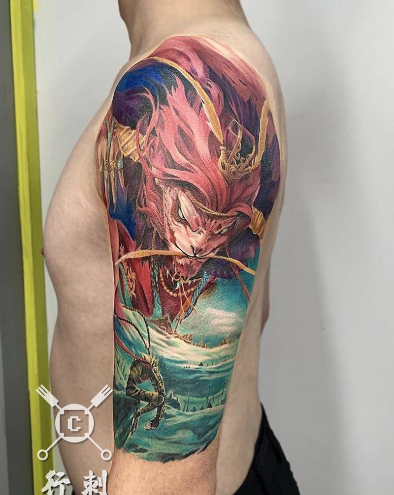 齐天纹身图片_手臂欧美写实纹身图案